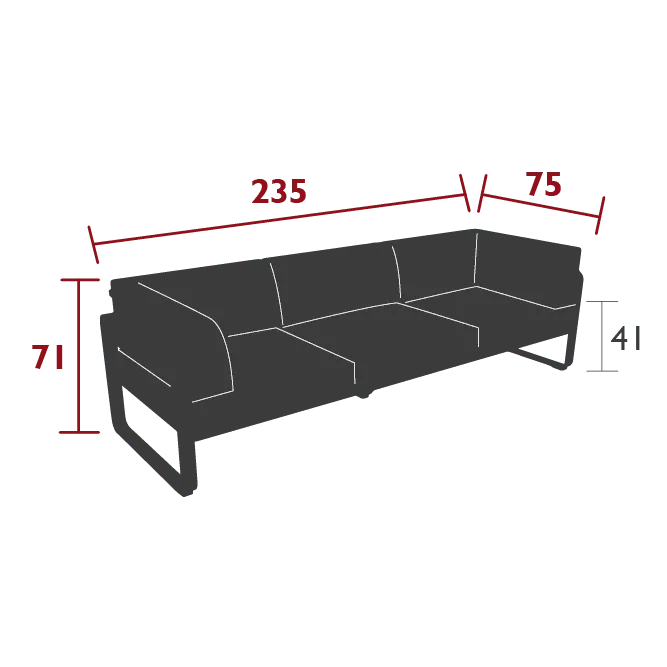 Gartensofa BELLEVIE - 3-Sitzer mit Seitenkissen