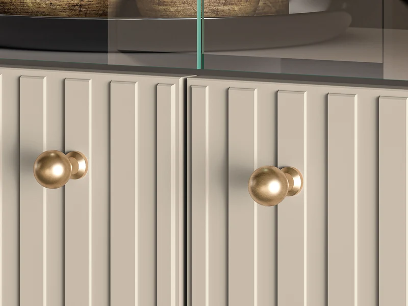 Zweiflügeliger Schrank Caletto 92 cm mit dekorativen Lamellen, beige