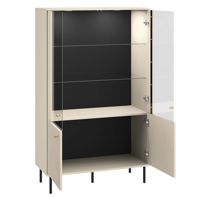 Zweiflügeliger Schrank Caletto 92 cm mit dekorativen Lamellen, beige