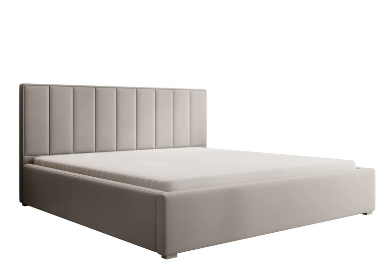 Polsterbett 180x200 cm Rinus mit Stauraum, grau-beige, aus wasserabweisendem Stoff