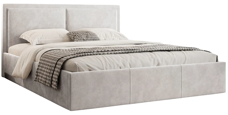 Polsterbett 180x200 cm Soave II mit Stauraum und Metallrahmen, hellbeiger Samt