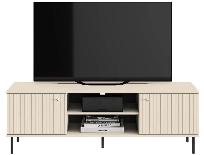 TV-Schrank Caletto 160 cm mit dekorativen Lamellen, beige