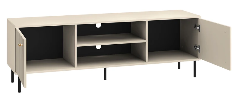 TV-Schrank Caletto 160 cm mit dekorativen Lamellen, beige