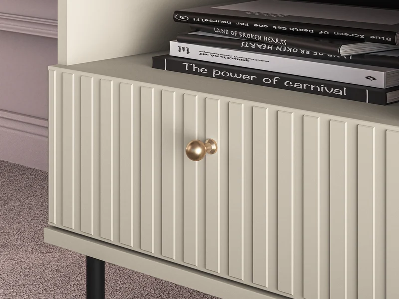 Nachttisch Caletto mit Schublade 50 cm dekorative Lamellen beige