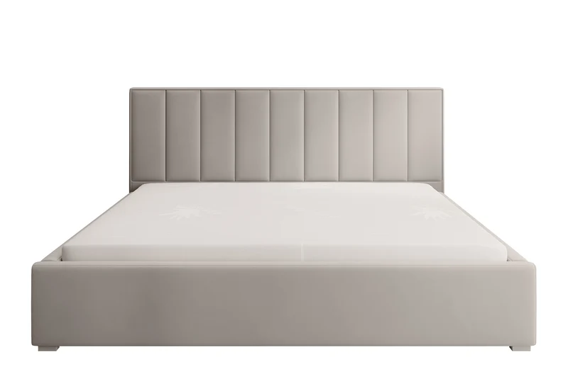 Polsterbett 140x200 cm Rinus mit Stauraum, grau-beige, aus hydrophobem Stoff