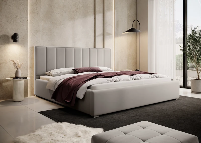 Polsterbett 200x200 cm Rinus grau-beige aus hydrophobem Stoff