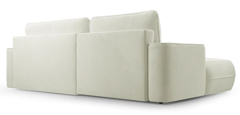Ecksofa mit Schlaffunktion Fuerro, L-förmig, linksseitig, mit Stauraum, weiß, wasserabweisendes Geflecht