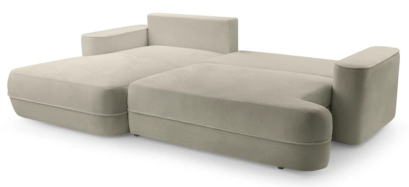 Ecksofa mit Schlaffunktion Fuerro, L-förmig, linksseitig, mit Stauraum, hellbraun, geflochten, wasserabweisend