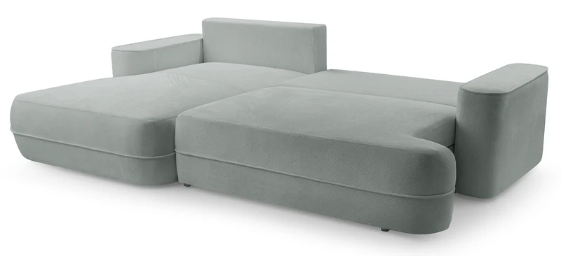 Ecksofa mit Schlaffunktion Fuerro, L-förmig, linksseitig, mit Stauraum, grau-beige, gewebt, wasserabweisend