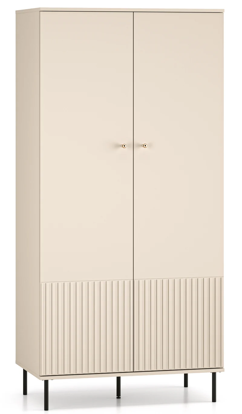 Zweiturige Caletto-Garderobe 92 cm mit dekorativen Lamellen, beige