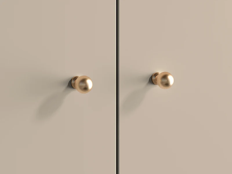 Zweiturige Caletto-Garderobe 92 cm mit dekorativen Lamellen, beige