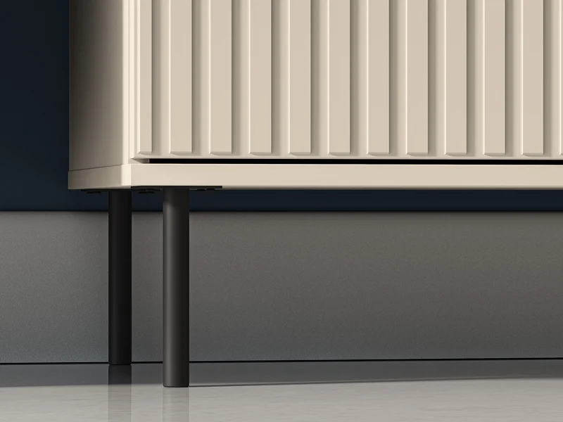 Zweiturige Kommode Caletto mit drei Schubladen, 160 cm, dekorative Lamellen, beige