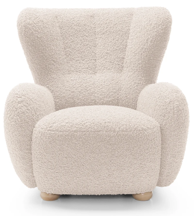 Milele Schalensitz hellbeige Bouclé, Beine aus Buche