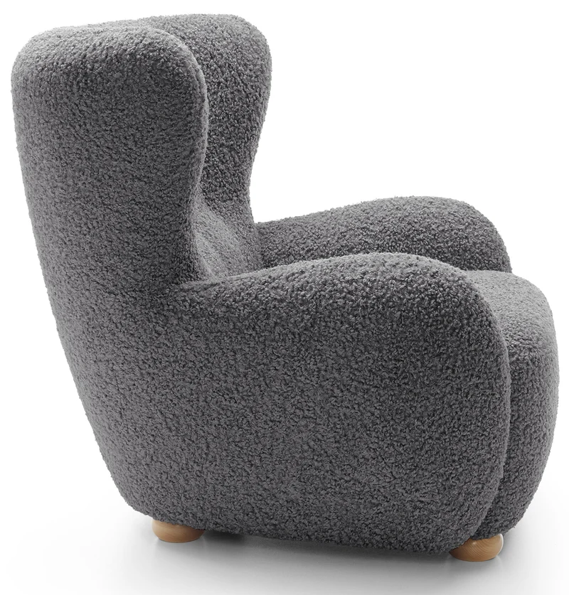 Milele Schalensitzstuhl grau Bouclé Beine aus Buche