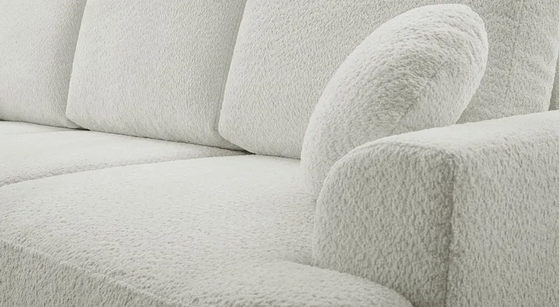 Dreisitziges Schlafsofa Barletto mit Stauraum, hellbeige Bouclé