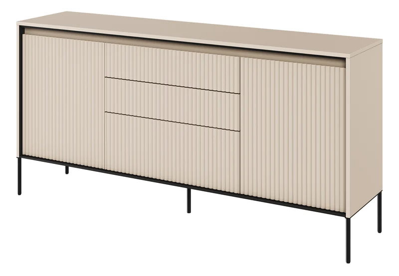Trend 166 cm zweiteilige Kommode mit drei Schubladen und LED, Beige