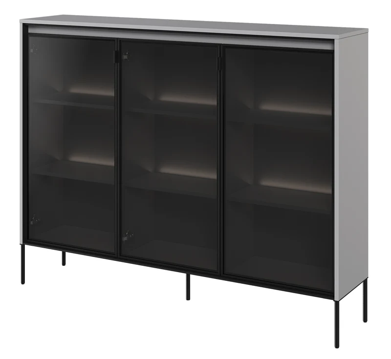 Drehtürenschrank Trend 150 cm mit LED Grau