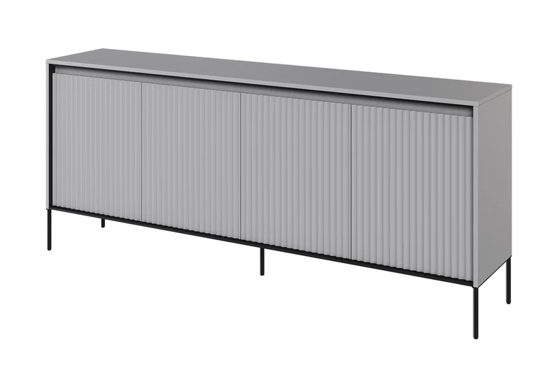 Vier­türige Kommode Trend niedrig 193 cm mit LED Grau