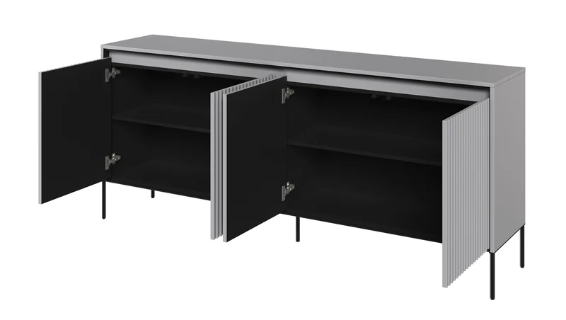 Vier­türige Kommode Trend niedrig 193 cm mit LED Grau