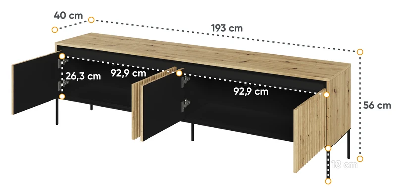 TV-Schrank Trend 193 cm mit LED Artisan-Eiche