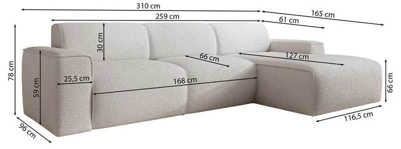 Ecksofa Bouvi L-förmig, rechtsseitig, beige Bouclé
