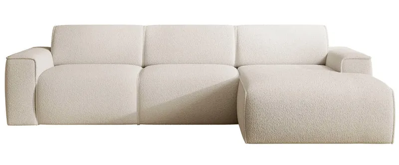 Ecksofa Bouvi L-förmig, rechtsseitig, cremefarben, Bouclé