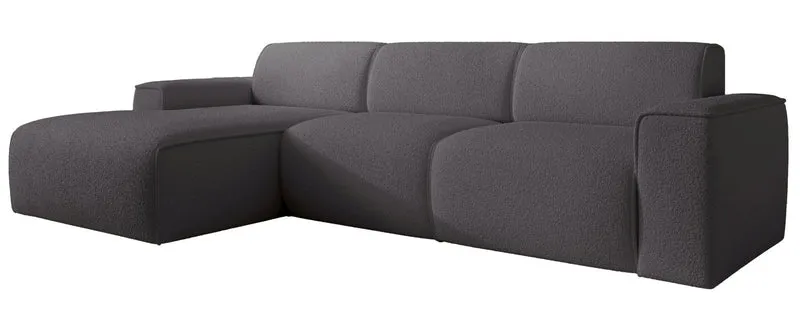 Ecksofa Bouvi L-förmig linksseitig dunkelgrauer Bouclé