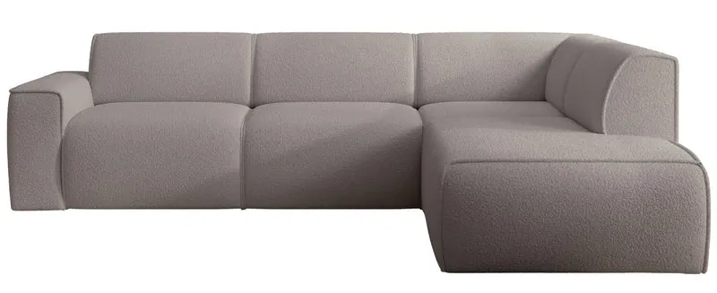 Ecksofa Bouvi L-förmig mit rechter Armlehne, grau-braunes Bouclé