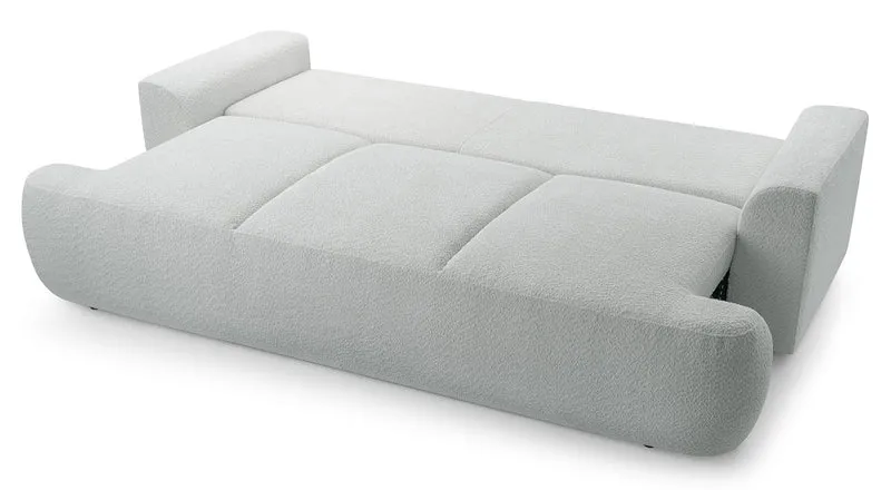 Drei-Sitzer-Schlafsofa Barletto mit Stauraum, grau-beige Bouclé