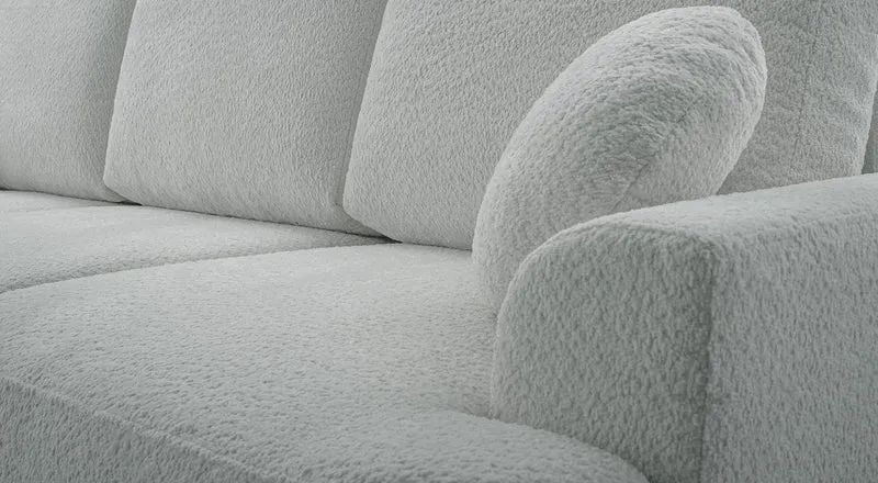 Drei-Sitzer-Schlafsofa Barletto mit Stauraum, grau-beige Bouclé