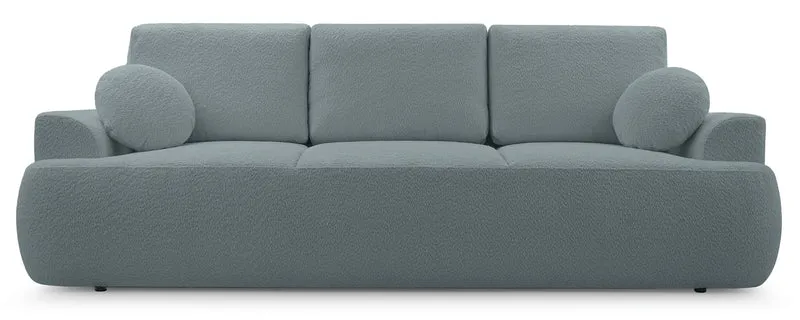 Dreisitziges, ausklappbares Sofa Barletto mit Stauraum, grauer Bouclé-Stoff