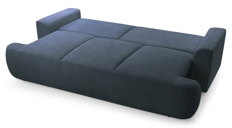 Dreisitziges Schlafsofa Barletto mit Stauraum, dunkelgrauer Bouclé-Stoff
