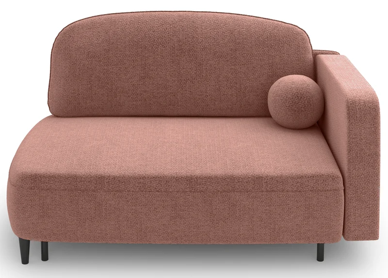 Ausziehbare Liege Pinkio linksseitig mit Stauraum, rosa Chenille