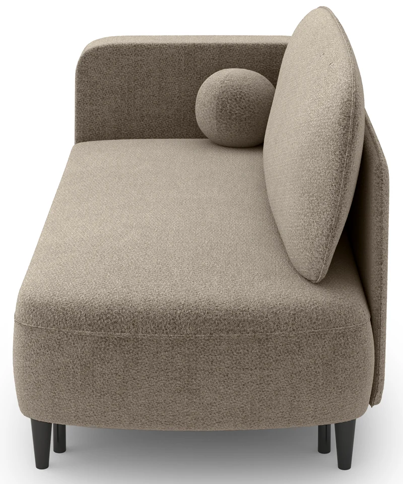 Ausziehbare Liege Pinkio, rechtsseitig, mit Stauraum, dunkelbeige Chenille