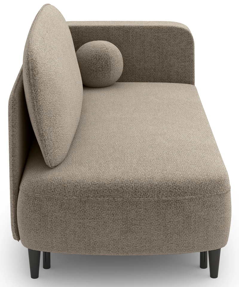 Ausziehbare Liege Pinkio linksseitig mit Stauraum, dunkelbeige Chenille