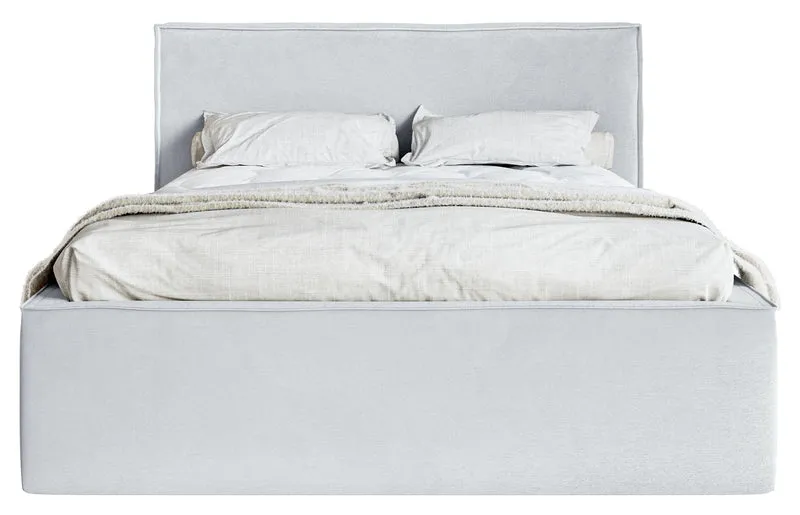 Polsterbett 140x200 cm Lucera mit Stauraum, taubenblauer Velours, wasserabweisend