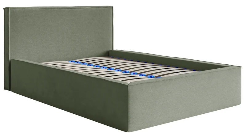 Polsterbett 140x200 cm Lucera mit Stauraum, eukalyptusfarbener Veloursstoff, wasserabweisend