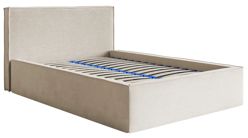 Gepolstertes Bett 160x200 cm Lucera mit Stauraum, grau-beiger hydrophober Samt