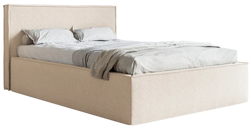 Polsterbett 180x200 cm Lucera mit Stauraum, hellbeige Chenille