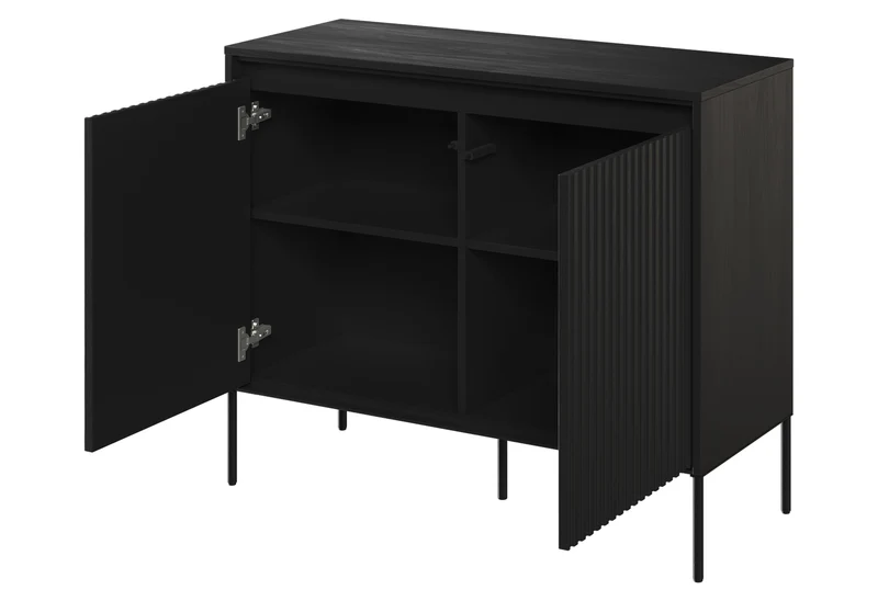 Trend 98 cm zweittürige Kommode mit LED Schwarz