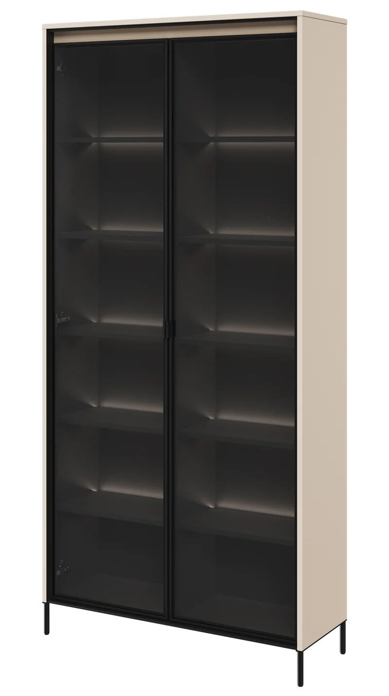 Zweiflügeliger Trend-Schrank 92 cm mit LED Beige