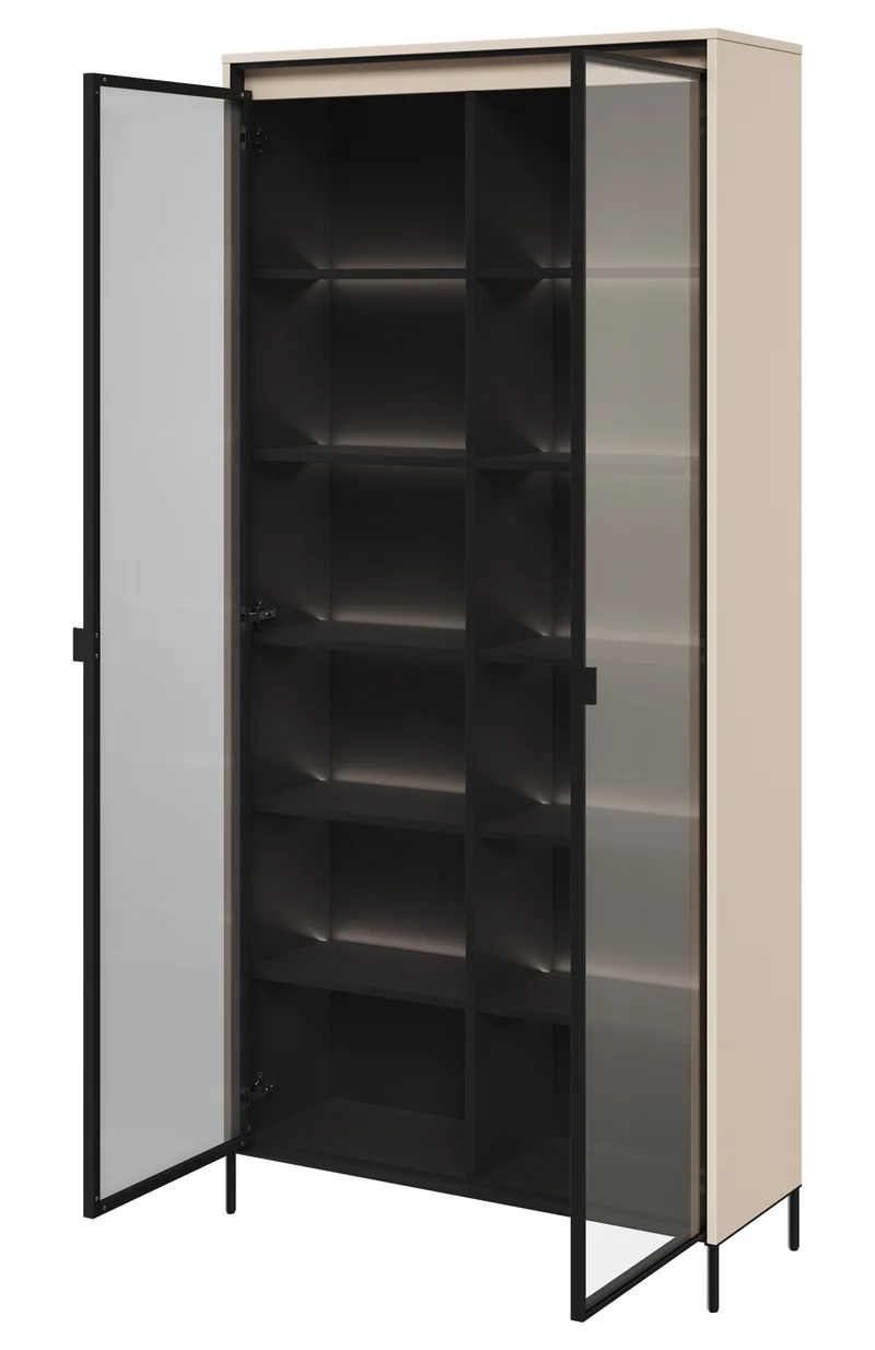 Zweiflügeliger Trend-Schrank 92 cm mit LED Beige