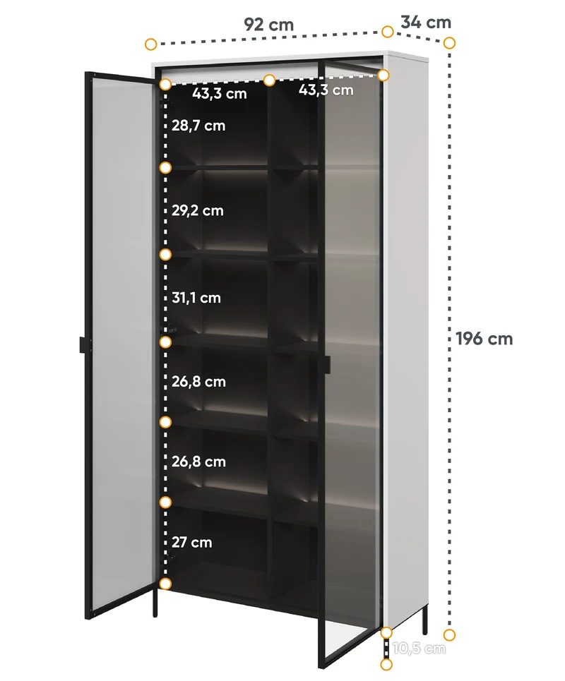 Zweiflügeliger Schrank Trend 92 cm mit LED Weiß