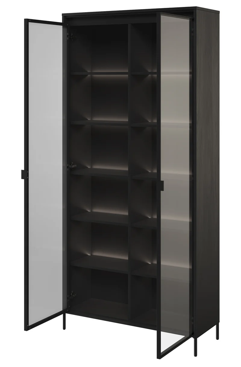 Zweiflügeliger Trend-Schrank 92 cm mit LED Schwarz