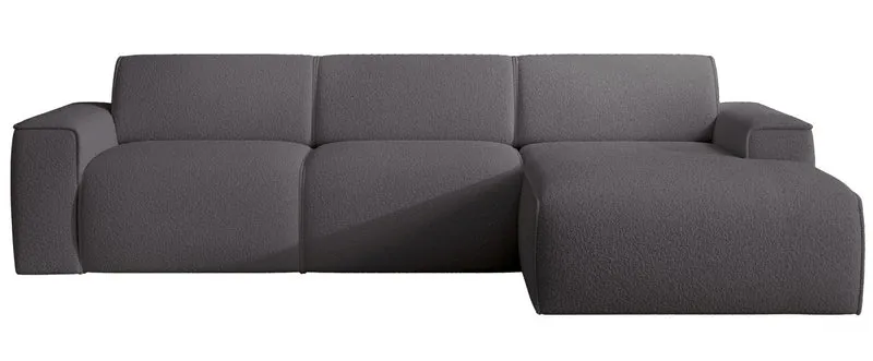 Ecksofa Bouvi L-förmig, rechtsseitig, dunkelgrauer Bouclé-Stoff