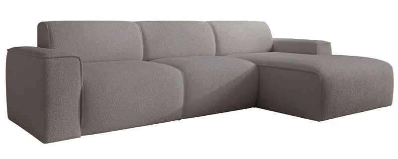 Ecksofa Bouvi L-förmig rechtsseitig, grau-braunes Bouclé