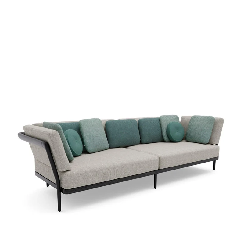 Gartensofa FLOWS 3-Sitzer Tief - Black/Teak Nero