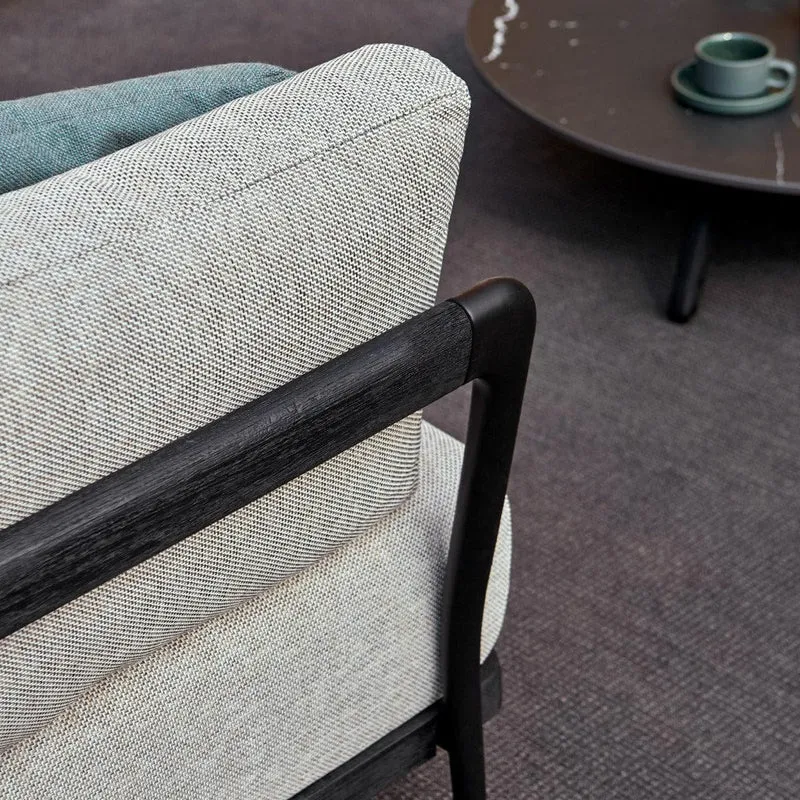 Gartensofa FLOWS 3-Sitzer Tief - Black/Teak Nero