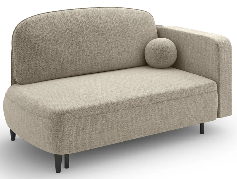 Ausziehbare Liege Pinkio, linksseitig, mit Stauraum, beige Chenille