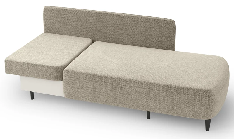 Ausziehbare Liege Pinkio rechtsseitig mit Stauraum, beige Chenille